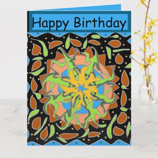 Lizard Mandala カード (黄色い花)