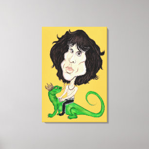 Lizard Rockstar Caricature Drawing王のキャンバス キャンバスプリント
