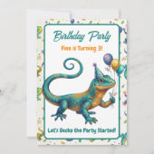 Lizard Themed Boy's Birthday Party 招待状 (正面)