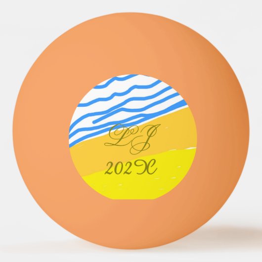 LJモノグラムエレガントモダンビーチ結婚式 卓球ボール (正面)