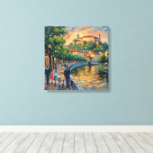 Ljubljana Slovenia Castle Riverside Wall Art キャンバスプリント (インサイチュ (ウッドフロア))