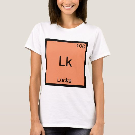 Lk - ロック氏 楽しい元素 化学記号 Tシャツ (正面)