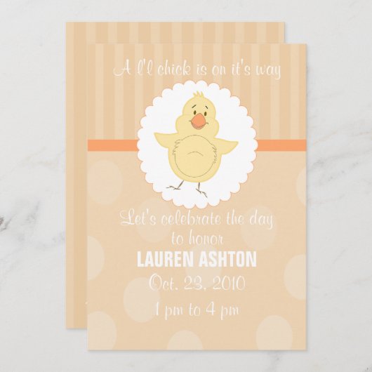 L'lのひよこのベビーシャワーの招待状 招待状 (正面/裏面)