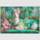 Llamaお洒落 in Green Tutu Decompage 薄葉紙 (正面)