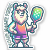LLAMA独自の文字を追加 – Pickleball Mascot Player シール (正面)