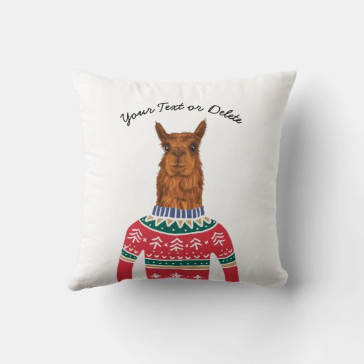 Llama醜いおもしろいクリスマス北欧セーターを着て クッション (裏面)