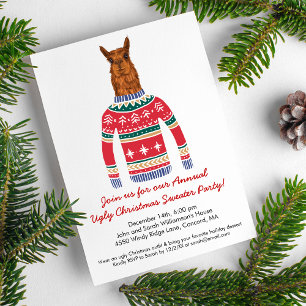 Llama醜いおもしろいクリスマス北欧セーターを着て 招待状