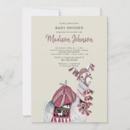 Llama | ベビーシャワー | ピーチ | 招待状