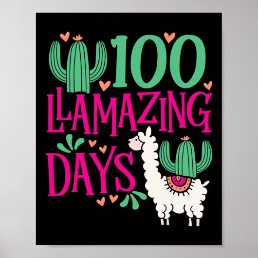 Llama 100素晴らしい学校日 – かわいい女の子An ポスター (正面)