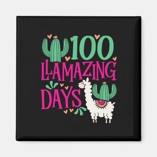 Llama 100素晴らしい学校日 – かわいい女の子An マグネット (正面)