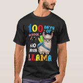 Llama 100 Days Of School No Probllama Teacher Stud Tシャツ (正面)