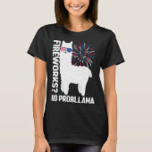 Llama 4th of July Kids Women Fireworks No Probllam Tシャツ (正面)