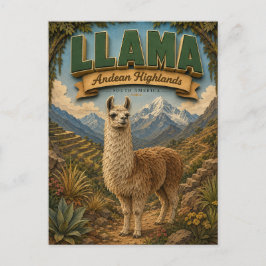 Llama Alpaca Andean Highlands POPCUT ポストカード