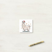 Llama Alpaca With Santa Hat And Christmas Light ポストイット (デスク上)