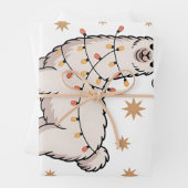 Llama Alpaca With Santa Hat And Christmas Light ラッピングペーパーシート (インサイチュ)