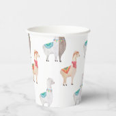 Llama Baby Shower | Watercolor Boho Alpaca Animal 紙コップ (右)