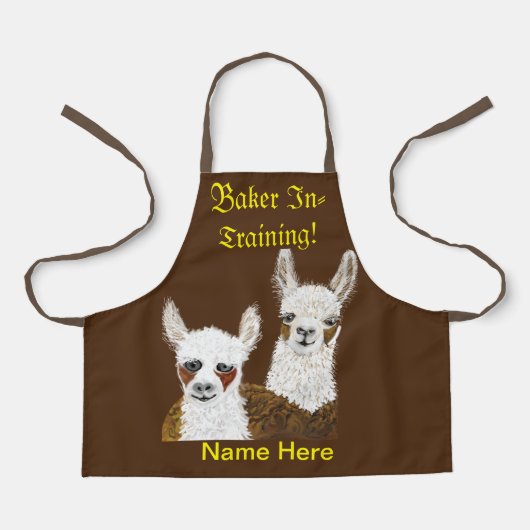 Llama Baker In Training and (Name Here)キッズ エプロン (正面)