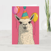 Llama Birthday Card – Funny Party Animal カード (正面)