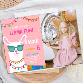 Llama Birthday Invitations with photo 招待状