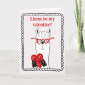 Llama By My Valentine Funny Kids Valentine's Day カード (正面)