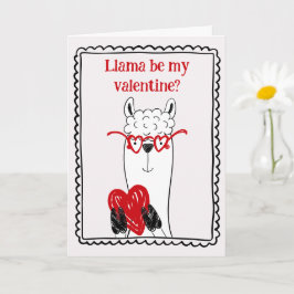 Llama By My Valentine Funny Kids Valentine's Day カード