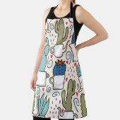 Llama Cactus：手描きシームレスデザイン エプロン (インサイチュ)