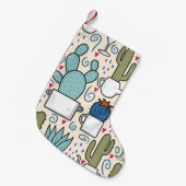Llama Cactus:手描きシームレスデザイン スモールクリスマスストッキング (正面 (吊り時))