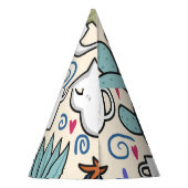 Llama Cactus:手描きシームレスデザイン パーティーハット (裏面)