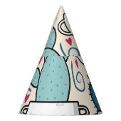 Llama Cactus:手描きシームレスデザイン パーティーハット (左)