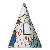 Llama Cactus:手描きシームレスデザイン パーティーハット (右)