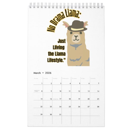 llama calendar カレンダー (3月 2026)