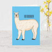 Llama cartoon illustration   カード (黄色い花)