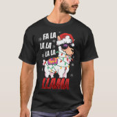 Llama Christmas  Fa La La Llama  Xmas Lights Tシャツ (正面)