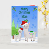 Llama Christmas Folded Greeting Card カード (黄色い花)