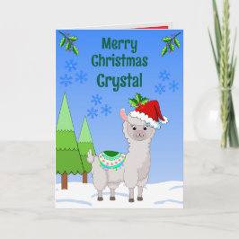 Llama Christmas Folded Greeting Card カード