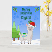 Llama Christmas Folded Greeting Card カード (黄色い花)