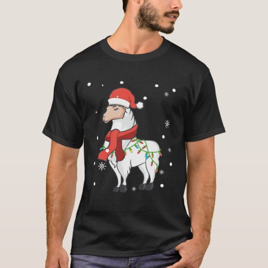 Llama Christmas Lights Sturdy Animals Alpaca Xmas Tシャツ (正面)