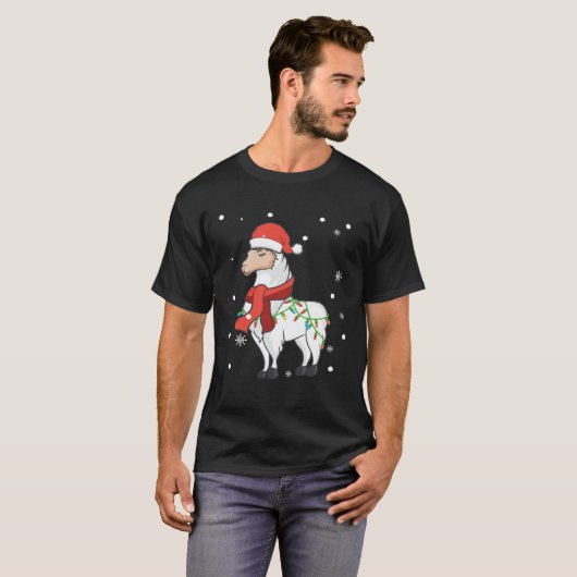 Llama Christmas Lights Sturdy Animals Alpaca Xmas Tシャツ (正面フル)