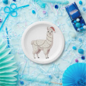 Llama Christmas Lights Sturdy Animals Lover Alpaca ペーパープレート (パーティー)