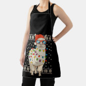 Llama Christmas Lights Ugly Xmas Sweater Holiday エプロン (インサイチュ)