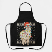 Llama Christmas Lights Ugly Xmas Sweater Holiday エプロン (正面)