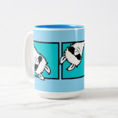 Llama Cool Peeking Sunglasses Furry Animal Trio ツートーンマグカップ (正面左)