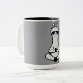 Llama Cool Zen Meditation Pose Sunglasses Relaxing ツートーンマグカップ (正面左)