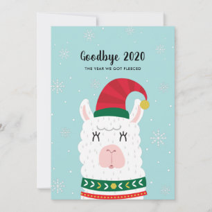 Llama Covidおもしろい Christmas New Yearsフォトカスタムページ シーズンカード
