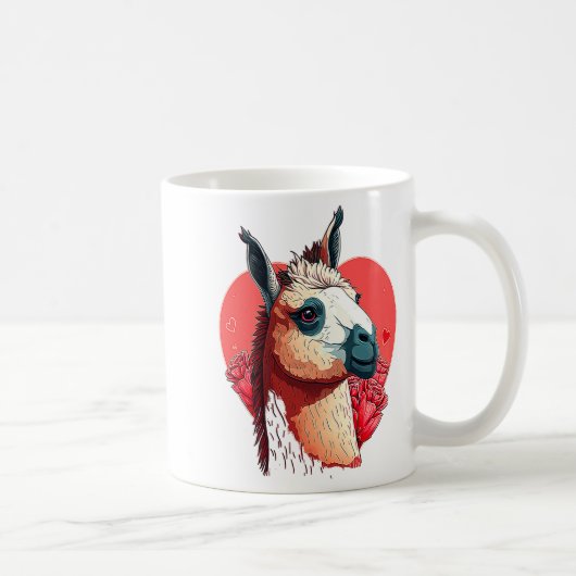 Llama Cute Alpaca Valentines Day Animal  コーヒーマグカップ (右)