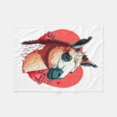 Llama Cute Alpaca Valentines Day Animal  フリースブランケット (正面(横))