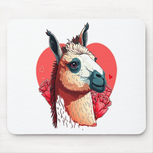 Llama Cute Alpaca Valentines Day Animal  マウスパッド (正面)