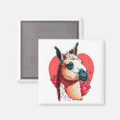 Llama Cute Alpaca Valentines Day Animal  マグネット (正面/裏面)