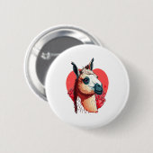 Llama Cute Alpaca Valentines Day Animal  缶バッジ (正面&裏面)