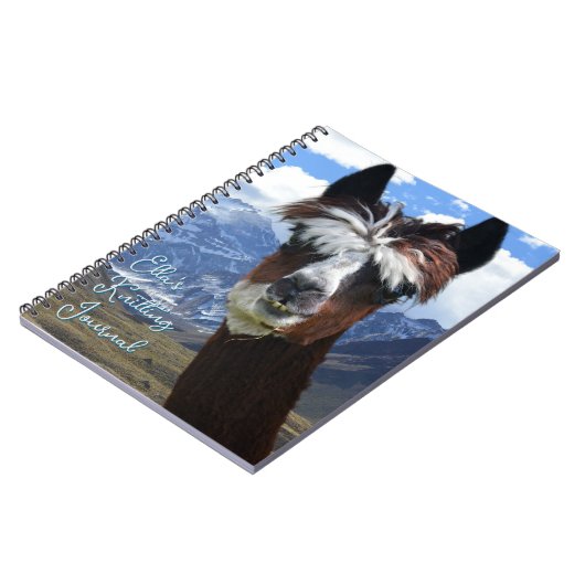 Llama Face Mountains Personalized Knitting Journal ノートブック (左側)